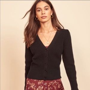 Reformation Fossi Cashmere Cardigan Black Size XS